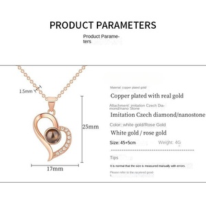 Hadiah Hari Valentine Hari Ibu Cinta Kamu kalung 100 bahasa proyeksi perhiasan mawar yang diawetkan dengan kalung - Product Image 5
