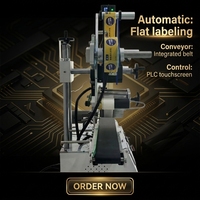 Machine d'étiquetage de table plate automatique avec convoyeur, écran tactile PLC, applicateur d'étiquettes pour emballage de cartons et sachets