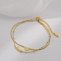 Lié serpent boule couche chaînes bracelets de cheville bijoux de mode plaqué or acier inoxydable amour coeur lettres pendentif bracelets de cheville pour les femmes