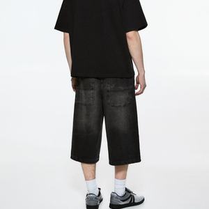 Wholesale Customized Oversized Cropped <b>Jean</b> <b>for</b> <b>Men</b> Vintage Wash Five Pockets Baggy Casual Fit Denim Shorts - Product Image 3