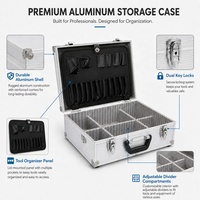 Boîte de transport d'outils en aluminium argenté personnalisée par un fabricant chinois, étui de rangement rigide en aluminium avec séparations réglables