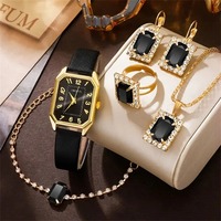 Reloj de pulsera de cuarzo de moda de lujo para mujer, clásico Simple Relogio Feminino, conjuntos de joyería para fiesta de compromiso