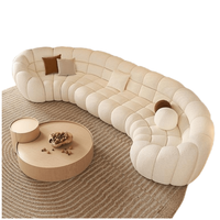 Module de rangée droite personnalisé tissu agneau cachemire canapé incurvé sectionnel citrouille bulle canapé meubles modernes