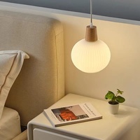 Lustre en bois massif et verre à hauteur réglable pour chambre et salle à manger, luminaire LED moderne et minimaliste crème pour comptoir de café et bar