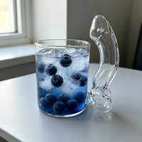 Tasse en verre transparente personnalisée pour la maison, design de poignée unique, mug transparent pour bière, eau, jus, café