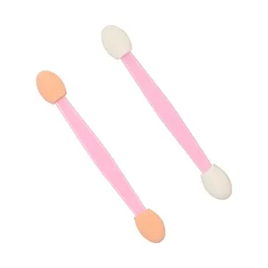 Wegwerp Roze Handvat Double End Mini Spons Tip Applicator Oogschaduw Cosmetische Borstels Plastic Wimper Extension 2 Packs