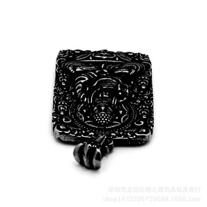 Colgante de Buda Amitabha de yunnique, amuleto rectangular de acero inoxidable 316 para perros y cerdos, collar unisex, regalo - Product Image 4