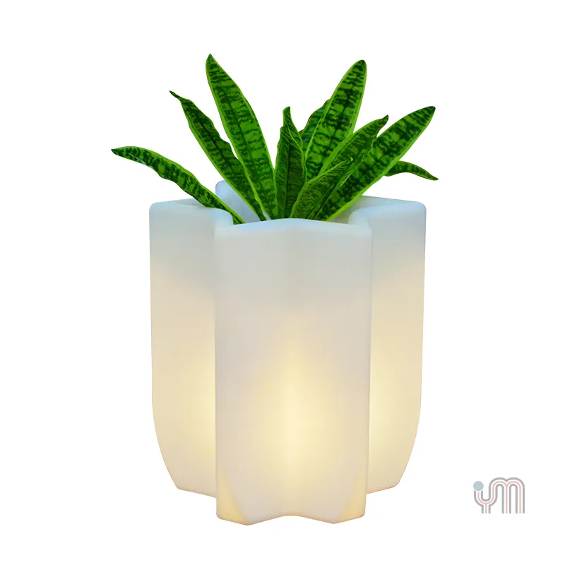 Lampe solaire Led Pot de fleur décorations de jardin lampe de jardinière rvb Pots en plastique blanc