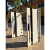 Porte d'entrée en acier moderne Zonle, robuste, blanche, anti-effraction, double, avec vitrage
