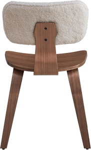 Inicio Sillas Laterales Modernas Tapicería Boucle Blanca con Acabado en Nogal Madera Maciza de <span class=keywords><strong>Roble</strong></span> Mejora La Comodidad del Comedor - Product Image 6