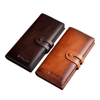 Pabrik Kulit Guangzhou Banyanu Dompet Kulit Asli Pria Perlindungan RFID Gaya Vintage Panjang Kapasitas Besar Kulit Sapi Resleting