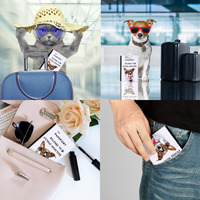 Portefeuille multifonction élégant pour animaux de compagnie 2025 – Housse de passeport en cuir vierge pour chien et chat, personnalisable par sublimation avec logo, noir/blanc, 11x16,5 CM