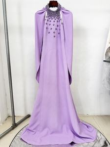 OUDINA yeni boncuklu Halter boyun Hollow Backless şal uzun artı boyutu akşam gece elbisesi Lady zarif Maxi elbiseler kadınlar - Product Image 3