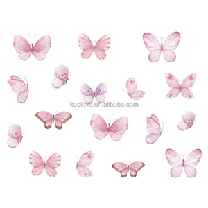 Pegatinas de <span class=keywords><strong>pared</strong></span> voladoras de mariposa Rosa acuarela, decoración de sala de estar <span class=keywords><strong>para</strong></span> habitación de niños, papel tapiz, pegatinas autoadhesivas DIY - Product Image 2