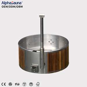 Runder Outdoor-Whirlpool für 4 Personen, traditioneller holzbefeuerter Badezuber aus rotem Zedernholz, tragbar, zum Entspannen in Villen oder im Innenbereich - Product Image 1