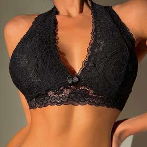 Lace Women's <b>Sexy</b> Underwear <b>Black</b> <b>Lingerie</b> Top Sheer Bralette For Intimate Wear - Product Image 5
