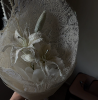 Buket Bunga Lily Premium dengan Renda, Bunga Artifisial Realistis, Rangkaian Bunga Buatan Tangan, Bunga Sutra, Hadiah Ulang Tahun dan Qixi