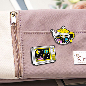 เข็มกลัดโลหะเคลือบรูปดาวเข็มกลัดแฟชั่นโลหะรูปการ์ตูนจักรวาลกาน้ำชา - Product Image 3
