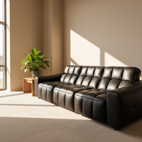 Ensemble de meubles de salon de luxe moderne, nouveau design, canapé d'angle inclinable avec fonction en cuir véritable