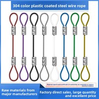 Attaches réglables pour accrocher des images, corde à linge souple, corde en acier inoxydable 304 recouverte de PVC coloré, crochets de suspension