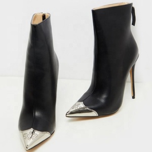 Botines de Tacón Alto y Fino con Estampado de Piel de Serpiente para Mujer, Botines Cortos con Punta Metálica y Tacón de Aguja, Zapatos de Invierno - Product Image 3