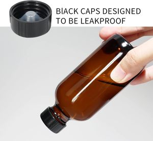 Botella de Vidrio Ámbar Boston con Tapa de <span class=keywords><strong>Polietileno</strong></span> Negra, Frasco Redondo de Vidrio de 4 oz para Aceites Esenciales y Perfumes, Capacidad de 120 ml - Product Image 4