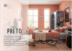 Armoire en bois gris brume à 3 portes pour vêtements, détails esthétiques, pour chambre d'adolescents, collection PRETO, prix prestigieux - Product Image 4