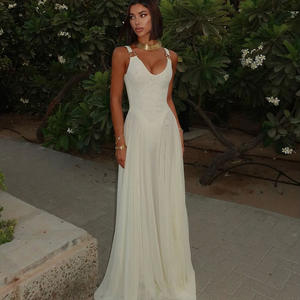 C Roupas Senhoras Bonita Malha Roupas Casual Vestido Spaghetti Strap Elegante Vestido Longo - Product Image 1