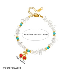 Fashion Charm Bracelet White Turquoise Beaded Chain Cherry Pendant Gift Jewelry - Product Image 4