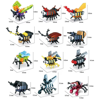 Ensemble de blocs de construction sur le thème des insectes de dessin animé avec petites et moyennes particules pour enfants, jouet éducatif à assembler, cadeau de vacances, cadeau de fête