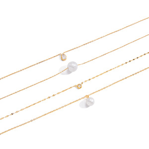 Collier élégant en acier titane avec fausses perles et design goutte d'eau, chaîne de clavicule géométrique pour un usage quotidien - Product Image 5