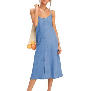 Robe personnalisée de haute qualité pour femme, collection Printemps-Été, dernière tendance, sexy, sans manches, ample, avec fente sur l'épaule, en tissu soyeux. - Product Image 2