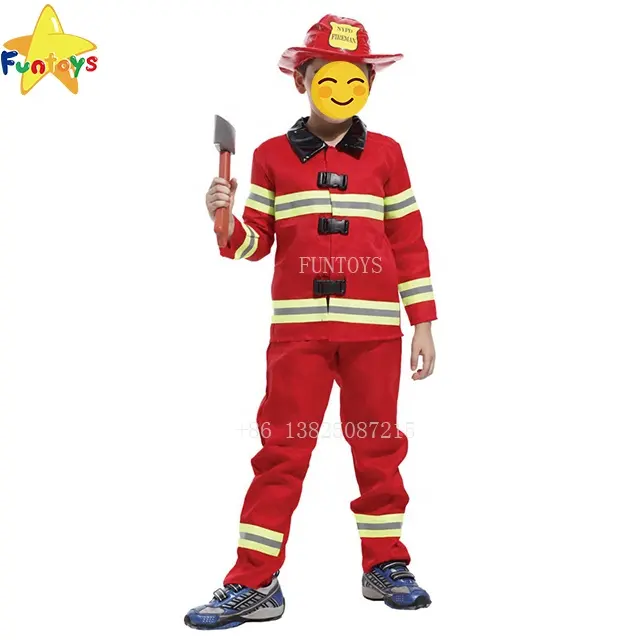 Funtoys-Disfraz de bombero de Navidad para niño, disfraz de Cosplay para niño