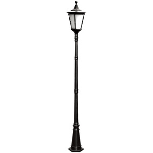 Lampadaire de jardin extérieur en fer avec abat-jour en verre LED, lumière blanc chaud 2700K, IP66, ampoule A19 non amovible, alimentation solaire AC 220V avec détecteur de mouvement - Product Image 1