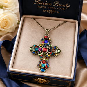 <span class=keywords><strong>Collana</strong></span> con Ciondolo a <span class=keywords><strong>Doppio</strong></span> <span class=keywords><strong>Cuore</strong></span> con Cristalli Scintillanti e Croce, Regalo per Donne, "Fede Speranza Amore" - Product Image 6