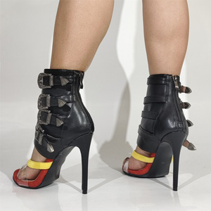 Botas de Verano Estilo Pasarela Europeo-Americano, Sandalias con Punta Abierta, Tacón Alto, Cierre Trasero, Parte Superior de PVC, Zapatos que Aumentan la Altura - Product Image 3