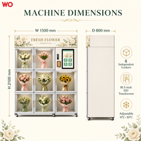Distributeur automatique réfrigéré intelligent pour bouquets avec 8 casiers pour fleuristes, centres commerciaux, hôtels et communautés
