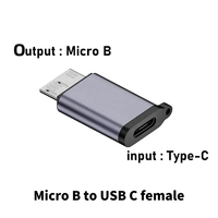 Transfert de données haute vitesse Type C vers Micro B Adaptateur de prise femelle Adaptateur de connecteur OTG Convertisseur de boîtier en aluminium pour téléphone portable