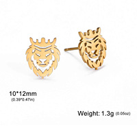 Boucles d'oreilles clous couronne lion en acier inoxydable hypoallergénique pour enfants, cadeau d'anniversaire, style minimaliste, or et argent, Ganku