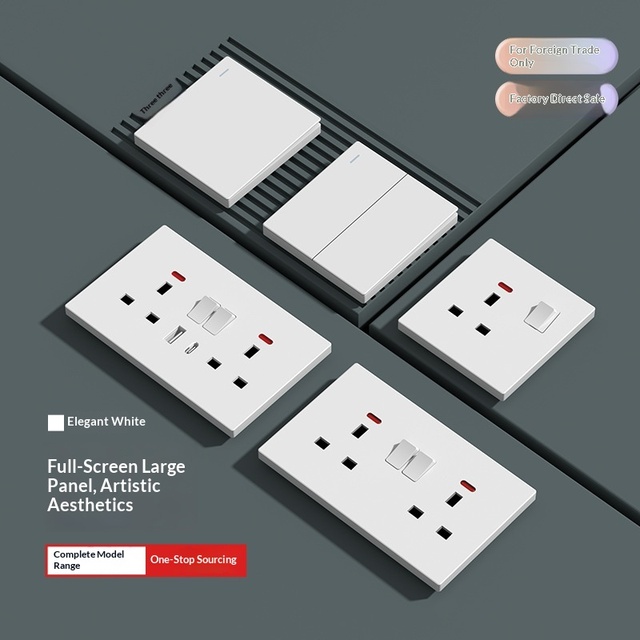 86 British Standard Socket Three Hole Power Panel British 13A Multifunctional White Electrical British Wall Switch