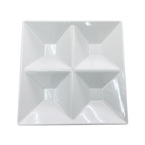 Plato Cuadrado Dividido <span class=keywords><strong>de</strong></span> <span class=keywords><strong>Melamina</strong></span> 100% Blanca para Postres <span class=keywords><strong>de</strong></span> Cocina, Plato <span class=keywords><strong>de</strong></span> Cuatro Divisiones para Dieta - Product Image 3