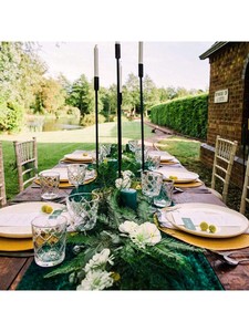 La cheminée de <span class=keywords><strong>table</strong></span> en velours vert et haut de gamme convient aux mariages, à la Saint-Valentin et à la décoration intérieure - Product Image 2