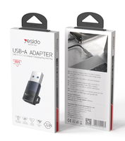 Adaptateur OTG Yesido USB2.0 18W à charge rapide en alliage d'aluminium USB mâle vers Type-C femelle GS34