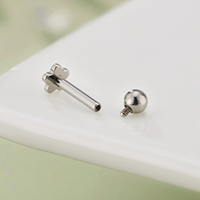 Piercing Hypoallergénique en Titane ASTM F136 G23, Labret Fleur à Bille, Filetage Interne 16G, pour Cartilage et Tragus