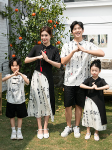 Novos Trajes Familiares Estilo Chinês 2026: Novo Modelo de Vestido Cheongsam Mãe e Filha, Traje Tang, Hanfu e Trajes para Apresentação de Quatro Crianças - Product Image 3