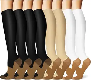 Calcetines de compresión de cobre para hombre y mujer, calcetín médico para la circulación, venas varicosas, unisex, 20-30mm, Hg