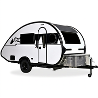 Vente en gros de caravanes de voyage en forme de larme, caravane compacte et légère avec lit confortable, espace cuisine, compartiments de rangement