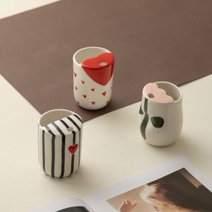 Taza de Viaje de Cerámica de Porcelana a Rayas al por Mayor, Hecha a Mano, Estilo Retro, 7 Colores, Logotipo Personalizado, 300ml, Apta para Lavavajillas y Microondas - Product Image 2