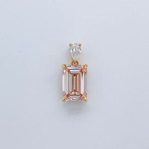 Collier Pendentif Fantaisie Élégant de Luxe en Or 18 carats avec Diamant <span class=keywords><strong>Rose</strong></span> de Laboratoire Double Brillant et Chaînes de Diamants pour Femme - Product Image 1