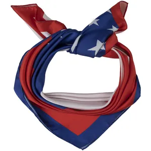 Feel Like Silk 100% Silky Satin Printed Patriotic USA Flag American Flag Star Scarf Fashion Novelty Scarves Headscarf For Women
